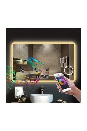 80x120 Cm Bluetoothlu Makyaj Aynalı Buğu Yapmayan Ledli Banyo Aynası EVRST0004