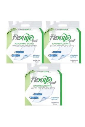 Flexilife Plus Kaydırmaz Bantlı Hasta Yatak Koruyucu Örtü 60x90 cm 30 Lu 3 Paket 90 Kullanım ST00694
