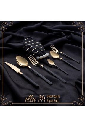Ella 30 Parça Çatal Kaşık Bıçak Seti Gold-siyah krdantl-04