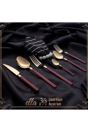 Ella 30 Parça Çatal Kaşık Bıçak Seti Gold-kırmızı krdantl-03