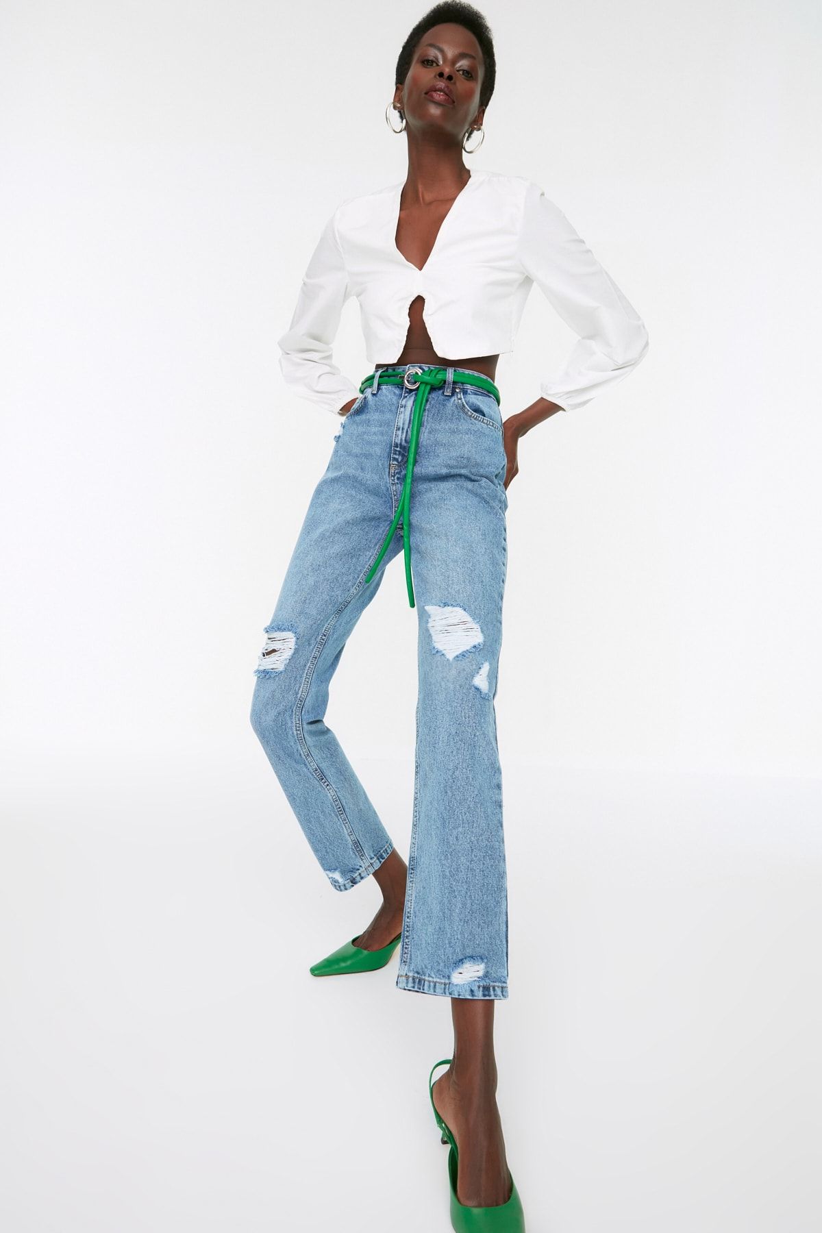 Trendyol Collection Jeans Blau Straight Fast ausverkauft