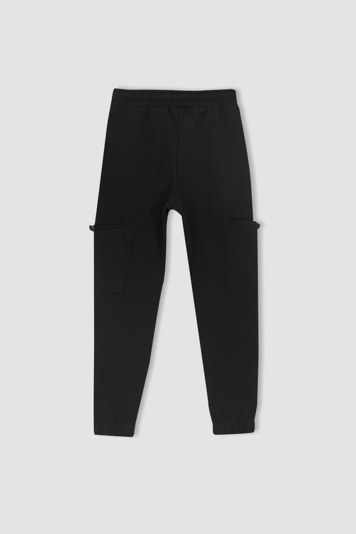 Erkek Çocuk Kargo Cepli İnce Sweatshirt Kumaşı Eşofman Alt