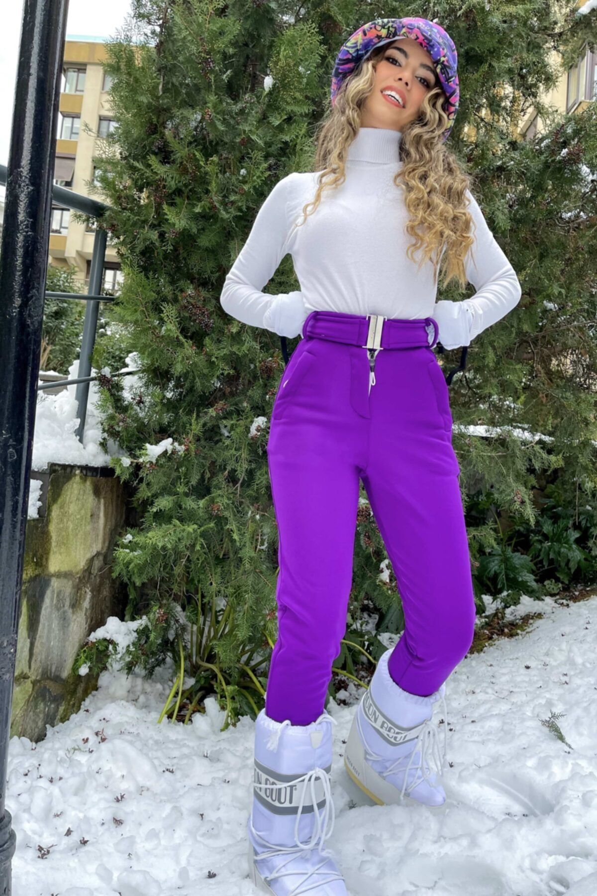 BERFU KIRAN Skinny Leg Ski Pants Purple Trendyol