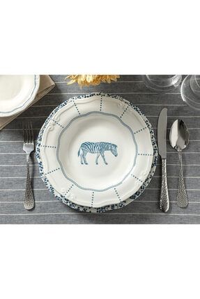 Zebra Porselen Çukur Yemek Tabağı 24 Cm Mavi 10033921