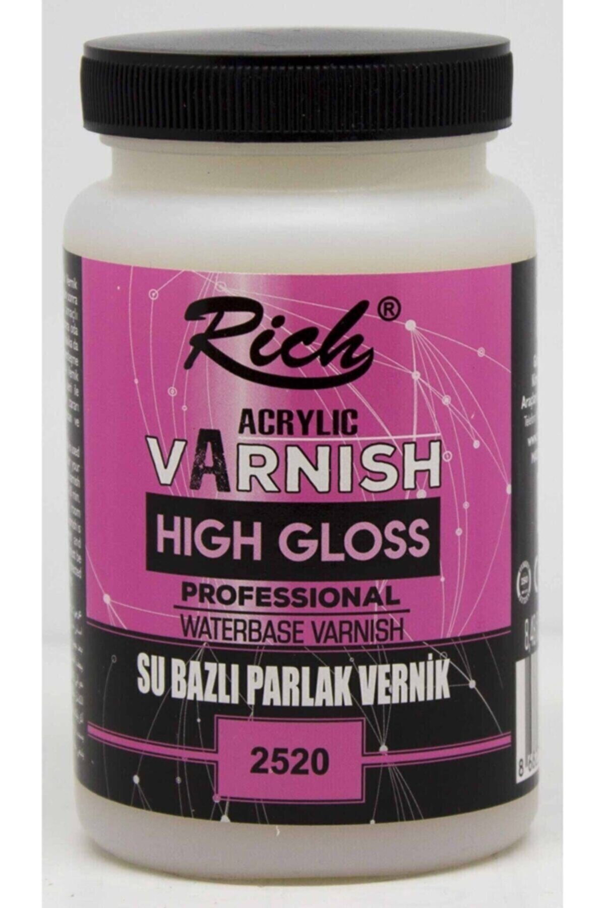 Rich Acrylic Varnish High Gloss Professional Water -based Varnish Su Bazlı Parlak Vernik 250 Cc