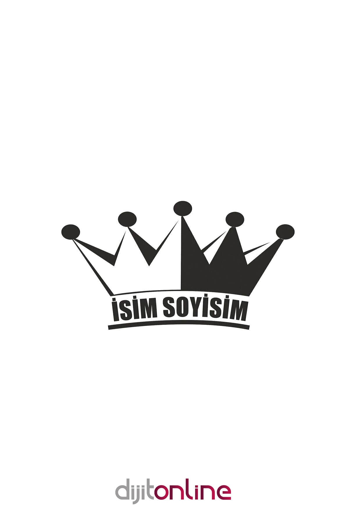 Dijitonline Kral Tacı Isim Soyisim Sticker - Oto Sticker - Araba Sticker
