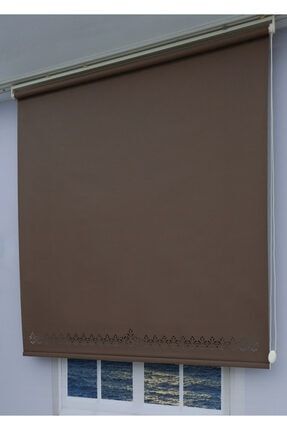Lazer Kesim Stor Perde - Ithal Mat Kalın Model Kahverengi-100x200 Cm C60-2400
