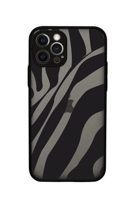 Iphone 12 Kamera Lens Korumalı Zebra Desenli Uyumlu Telefon Kılıfı MC12LXTS137