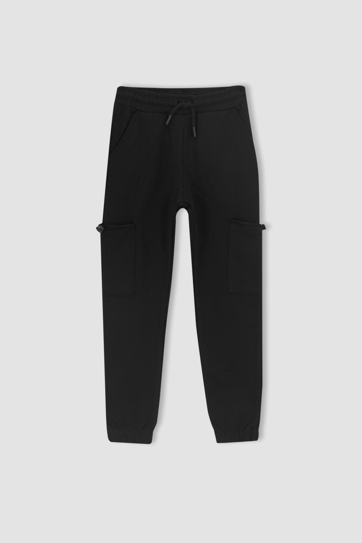 Erkek Çocuk Kargo Cepli İnce Sweatshirt Kumaşı Eşofman Alt
