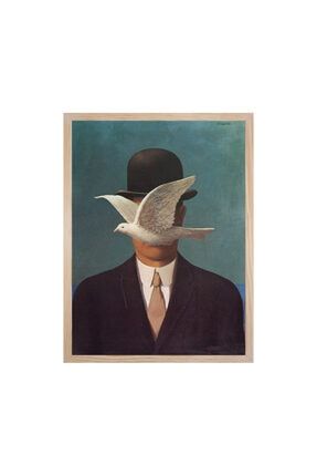 Magritte Man In A Bowler Hat 30x40cm Tablo Ahşap Çerçeveli ARTSH13