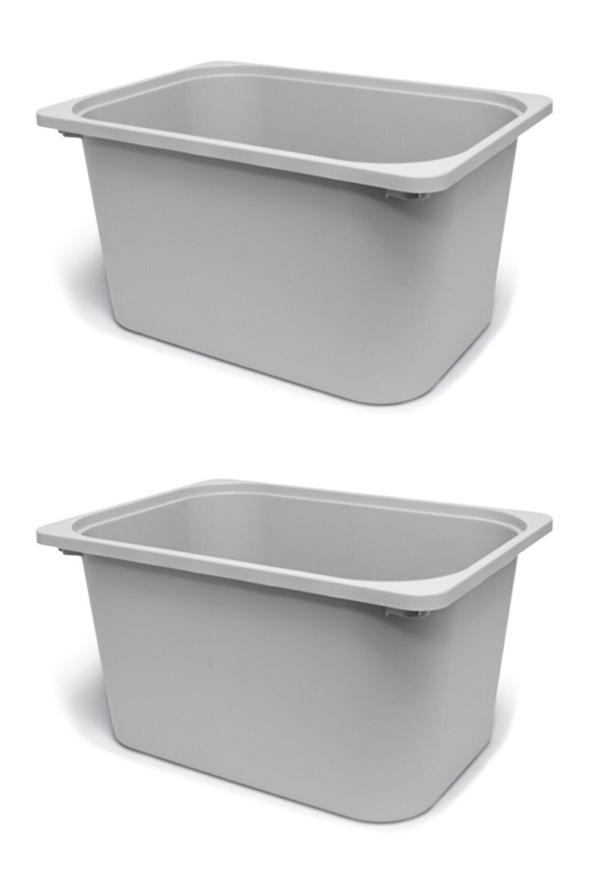 IKEA-2 Bucuri Cutie Depozitare Jucării Cameră Copii Gri 42x30x23 Cm 1
