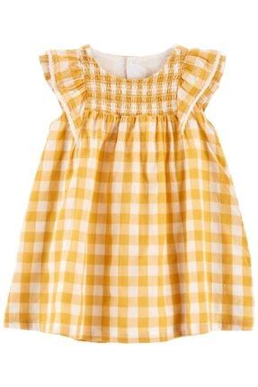Kız Bebek Ekose Kolsuz Elbise Sarı CTR-1K492810