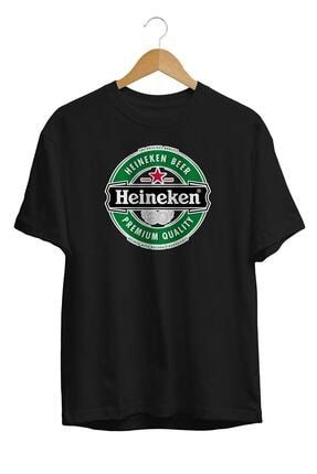 Unisex Siyah Heineken Logolu Tişörtü Tshirt heineken