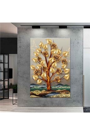 Altın Yapraklı Ağaç Kanvas Tablo 3394