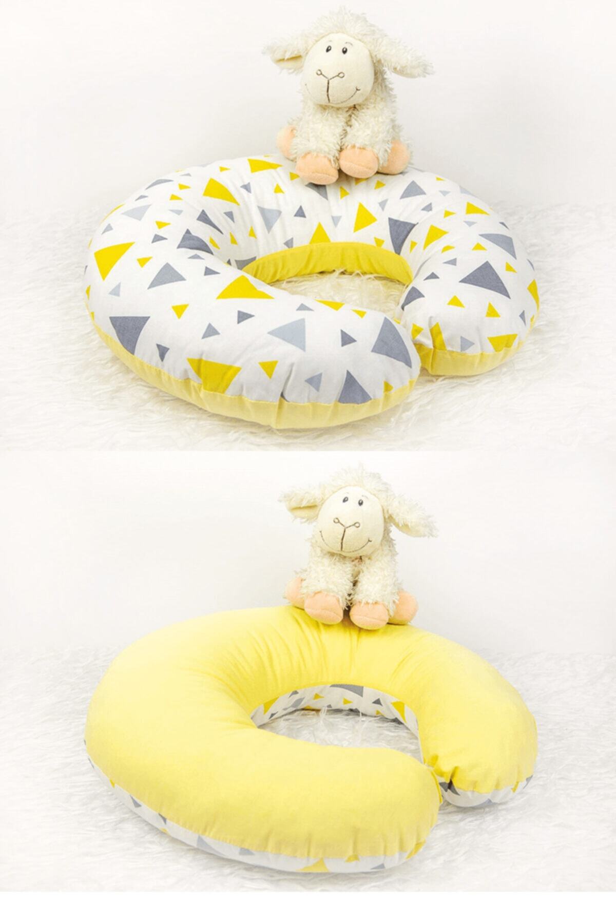 Babynest Emzirme Yastığı Ve Destek Minderi Sarı Üçgen (BEYAZ BİYELİ) fotoğrafı 2 (önizleme)