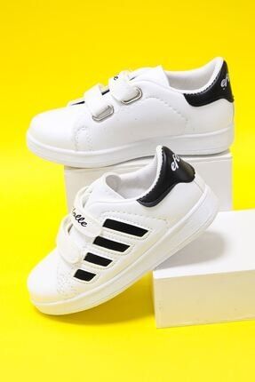 Beyaz Yanı Siyah Şeritli Çocuk Ayakkabı G1950