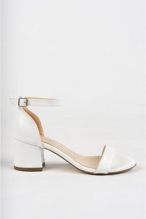 Kadın Beyaz Rengi Kısa Topuklu Sandalet DD200