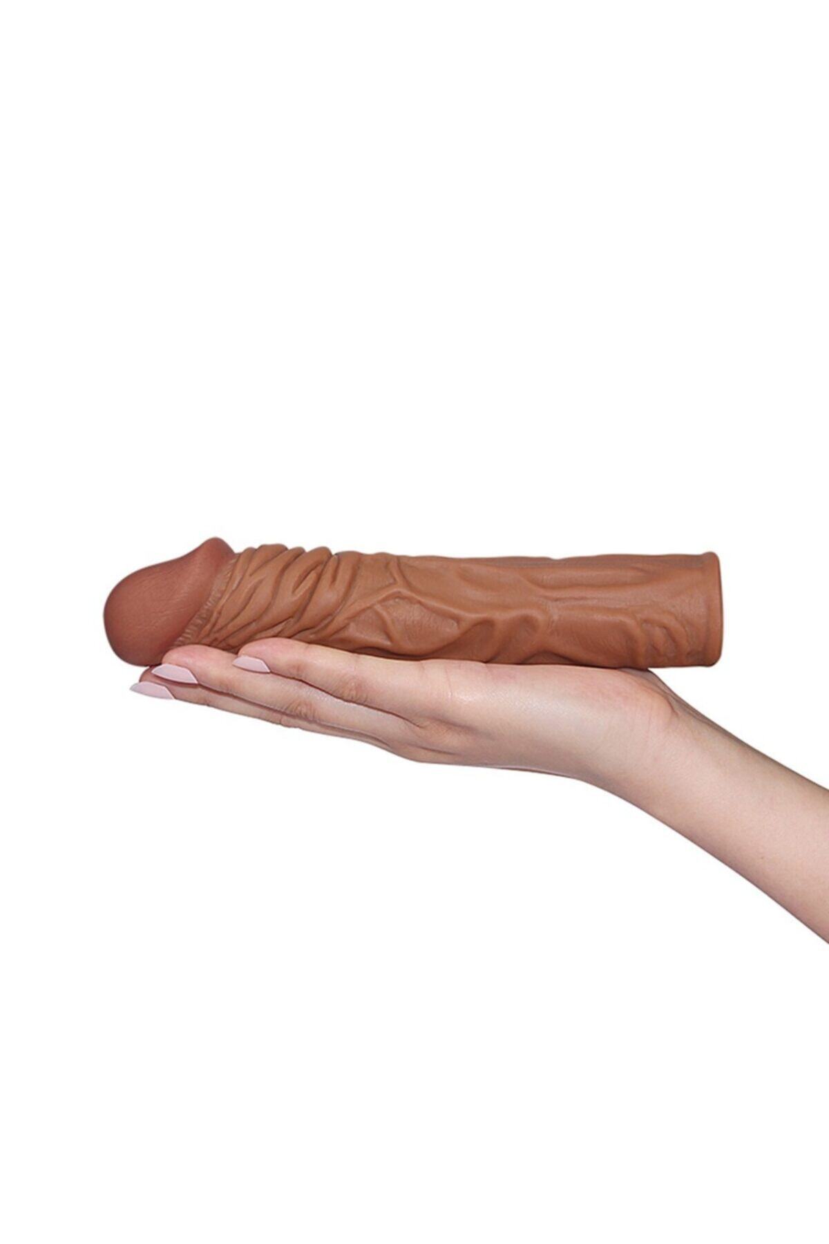 Her Penise Uyumlu Özel Silikondan Üretilmiş Et Dokulu 5 Cm Uzatmalı Penis Kılıfı 2