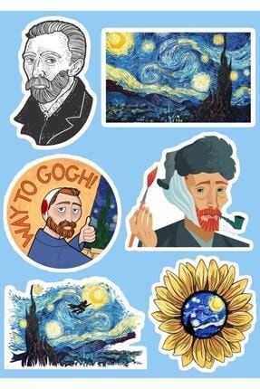 Van Gogh Temalı Laptop Notebook Kask Çanta Sticker Etiket Seti STCK48