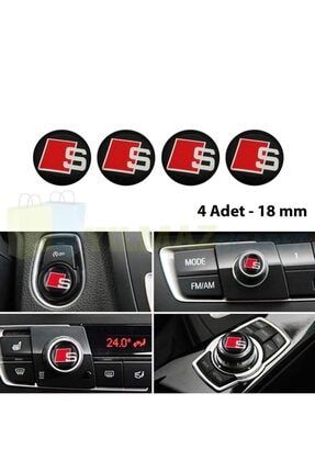 Audi S Logo Joystick Klima Teyp Düğme Damla Silikon 3d Sticker Etiket Arma 4 Adet 18 X 18 Mm 386805409-sx4