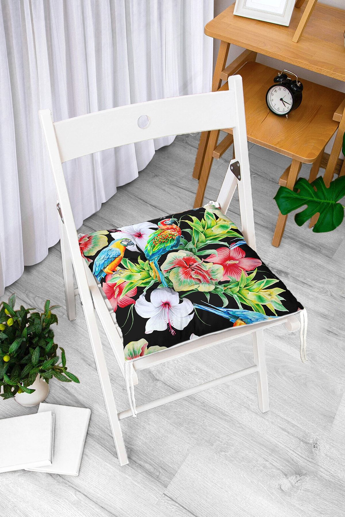 Realhomes Model Tropical Pe Fundal Negru Design Special Pernă De Scaun Modern Puf - One Size