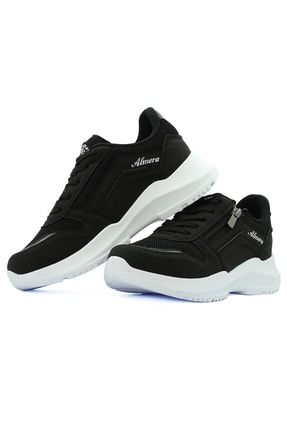 Kadın Rahat Siyah Beyaz Fermuarlı Günlük Spor Sneaker Ayakkabı 4243_117083
