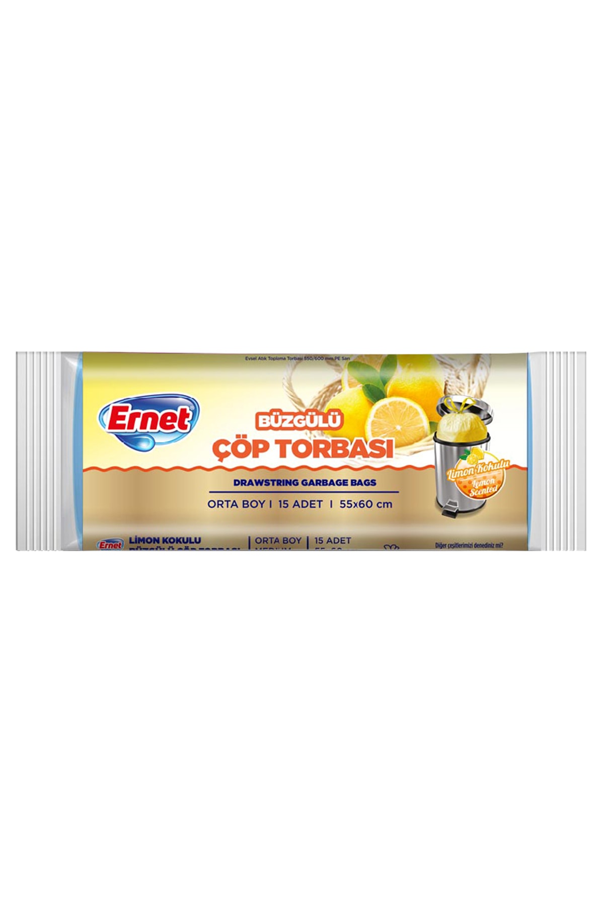 Ernet Büzgülü Çöp Torbası Limon Orta Boy 15'li