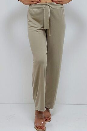 Kadın Cepsiz Krem Renk Pantolon T02-03kremm