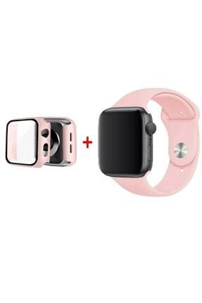 Apple Watch Seri 2.3.4.5.6. 38 Mm Nesil Uyumlu Silikon Kordon + Kasa Ve Cam Ekran Koruyucu SKU: 88823
