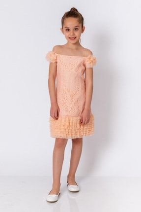 Kız Çocuk Dantelli Somon Elbise TYC00363280149