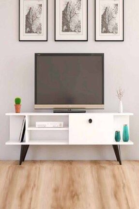 Beyz Renkli Dekoratif Modern Raflı Dolaplı Tv Ünitesi Televizyon Sehpası GARDENYAIDIL