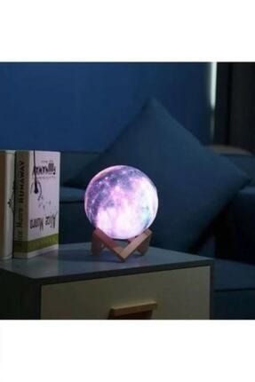 Büyük Boy Galaxy 3d Moonlight Renk Değiştiren Dolunay Ay Gece Lambası (Ahşap Standlı) galaxy18cmbüyükboy
