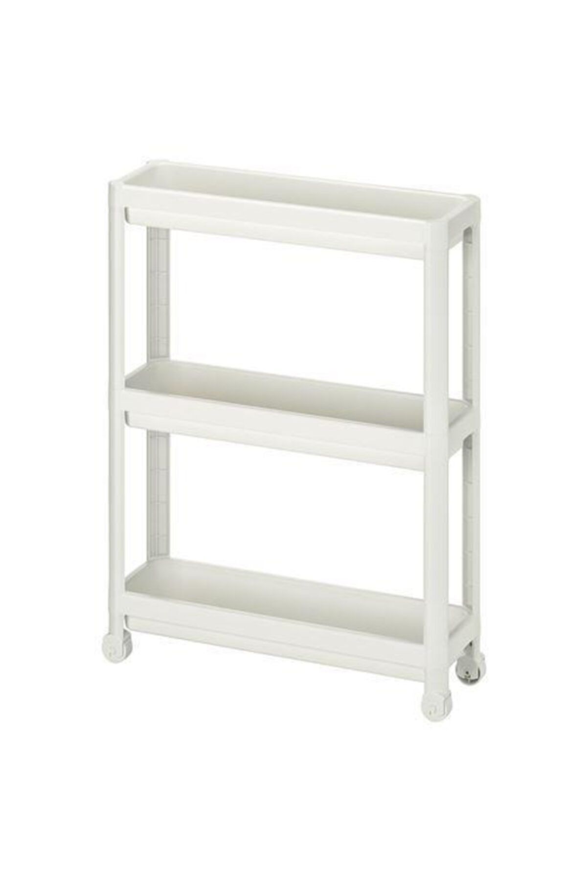 IKEA-White Serving Table - 54X18X71 Cm, 3 Tier with Wheels, Kitchen and Bathroom Organizer 2