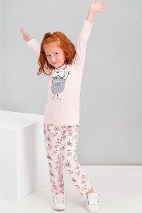 Little Monster Pembemelanj Kız Çocuk Pijama Takımı RP1554-C