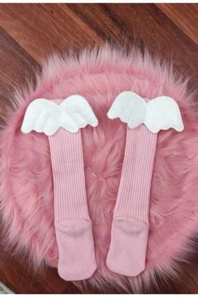 Kız Bebek Pembe Melek Kanatlı Diz Altı Çorap DÇ-4-AK