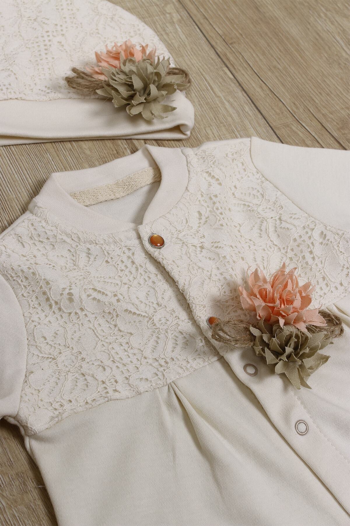 Melekpare Kız Bebek Hastane Çıkışı Natural Lüks Organik Yenidoğan Zıbın Tulum Seti K1808. fotoğrafı 3 (önizleme)