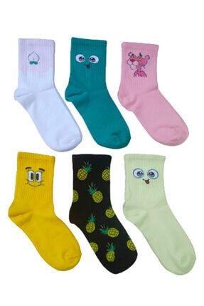 Unisex 6'lı Renkli Happy Socks Meyveli Desenli Kokulu Soket Çorap ercey17118