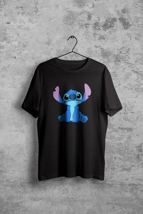 Disney Stitch Siyah Tshirt com-k258