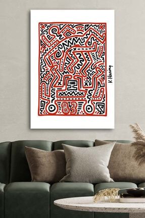 Kanvas Tablo Baskılı Keith Haring Dekoratif Renkli Desenler Ev Ofis Otel Makam Dekor Hediyelik Tablo D67