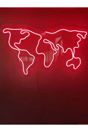 Dünya Haritası Neon Tabela Neon Led Dekoratif Duvar Aydınlatması Neon Duvar Dekorasyonu 66x38cm worldneon