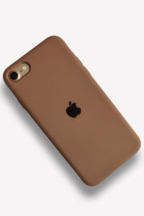 Iphone Se 2020 7 / 8 Uyumlu Kahverengi Lansman Içi Kadife Silikon Logolu Kılıf MORE01