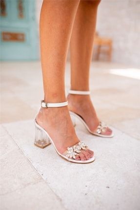 Sare Kadın Topuklu Ayakkabı Beyaz 350
