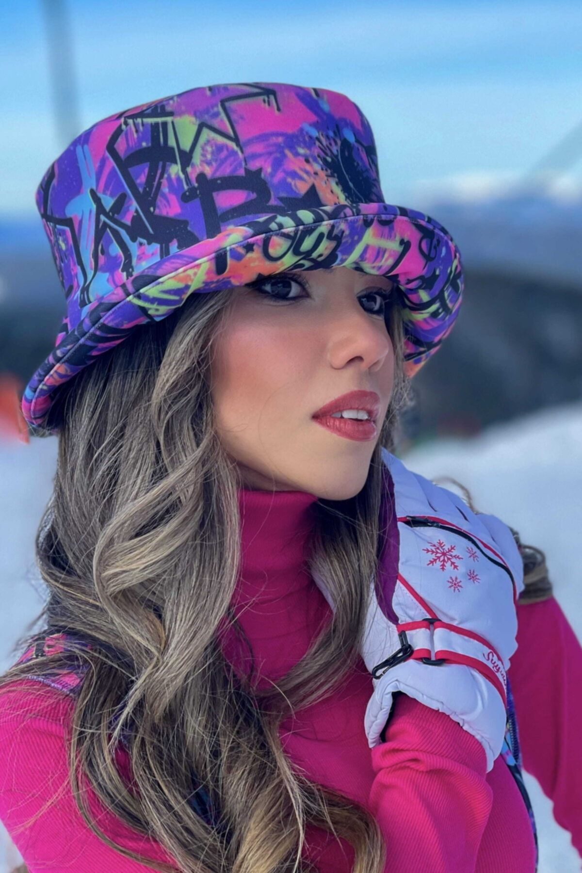 BERFUĞ KIRAN-Softshell Bucket Hat Purple Patterned 3