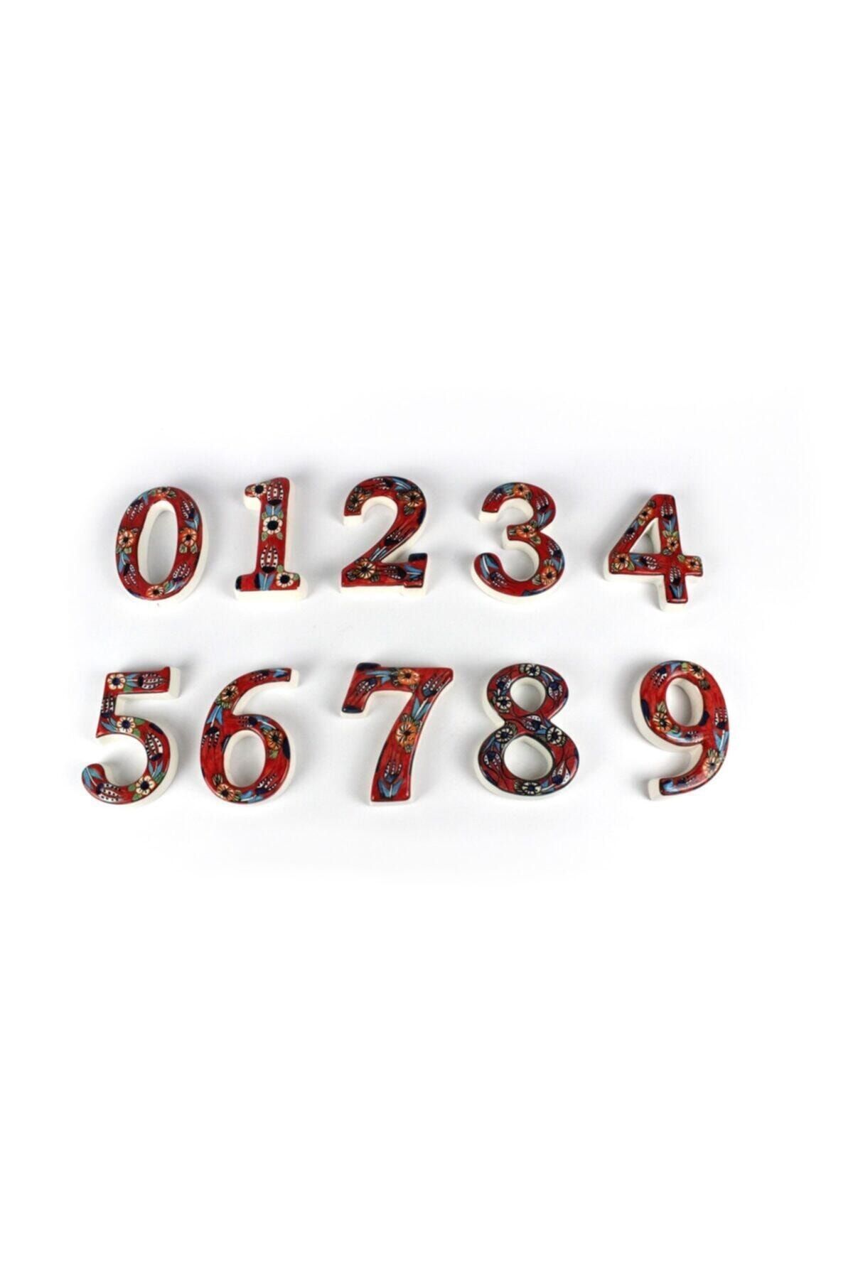 Yılmazel-Handmade Ceramic Door Number with 3 Color Options, Door Numbers 1 Red 2
