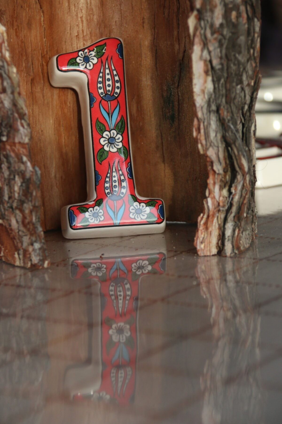 Yılmazel-Handmade Ceramic Door Number with 3 Color Options, Door Numbers 1 Red 3