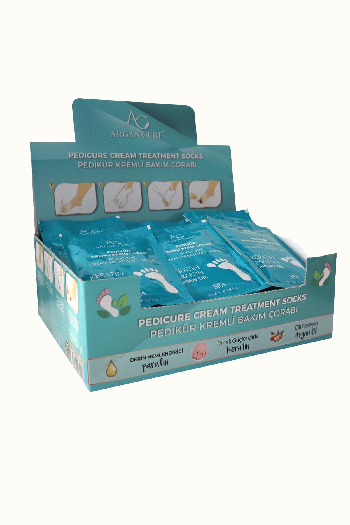 حوض پدیکور کوزم زاده شکر صورتی و جوراب پدیکور دهه 50 Argan Cure