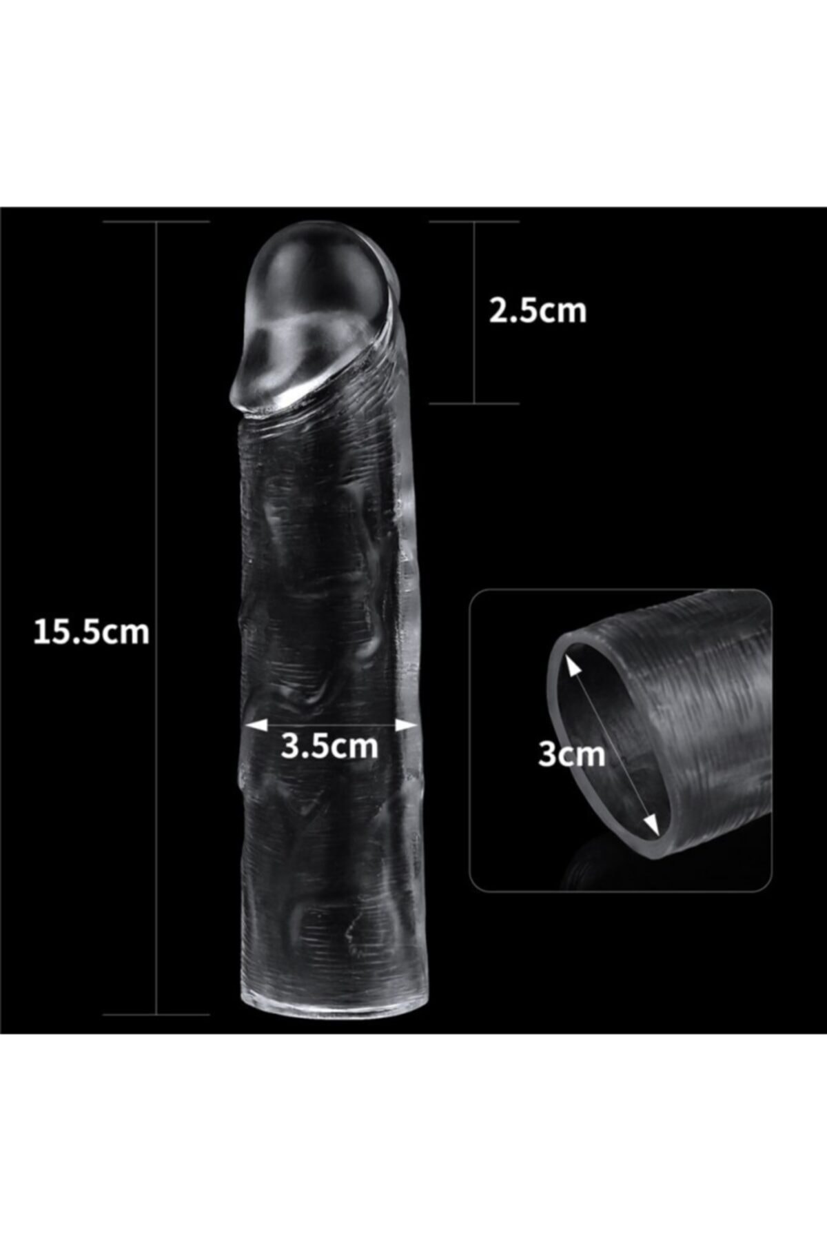 Flawless 2.5cm Uzatmalı Transparan Penis Kılıfı 7