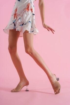 Kadın Nude Triko Şeffaf Topuklu Günlük Kullanım Ayakkabı mb20210023
