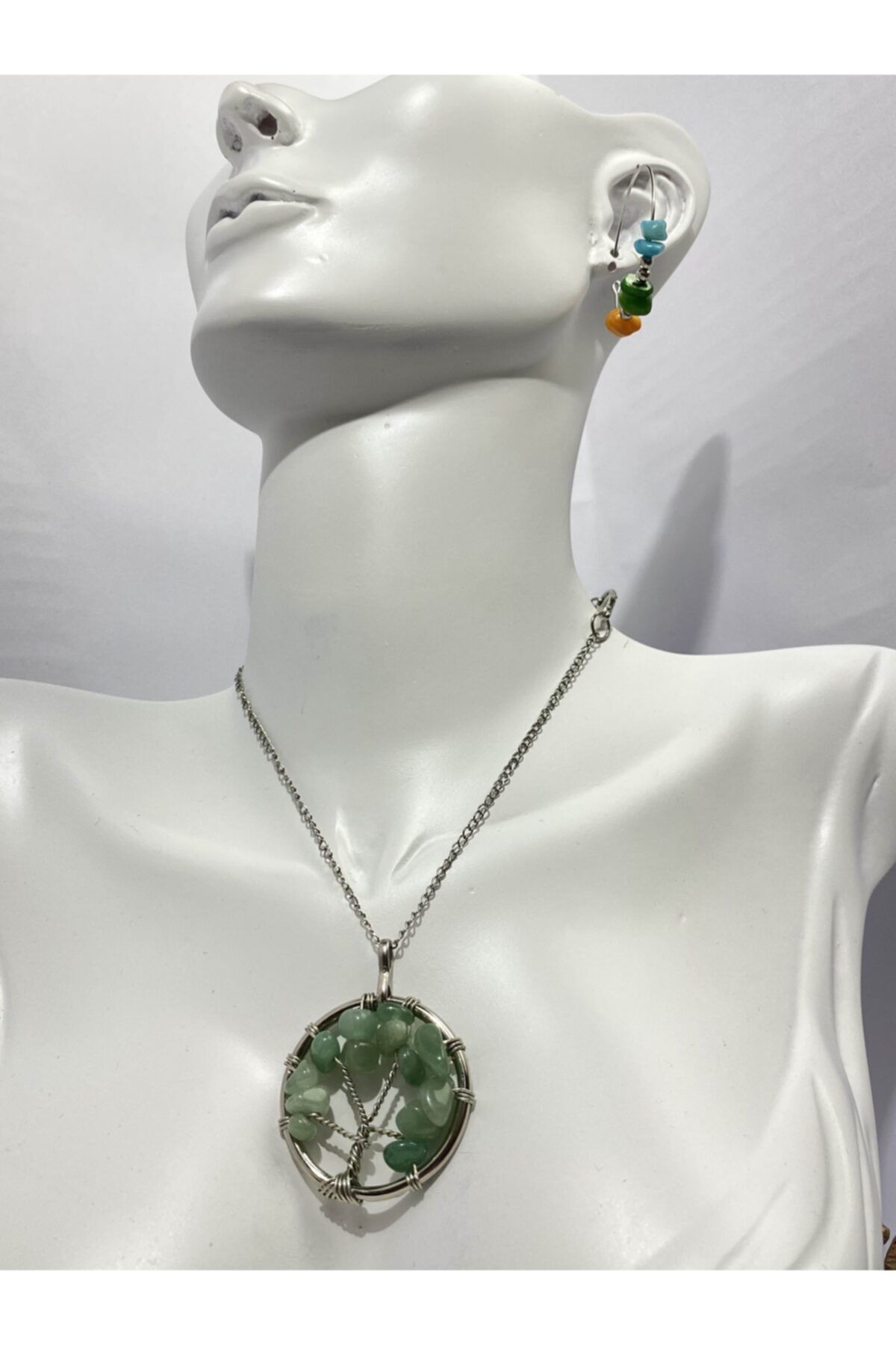 NATURAL M Aventurine Necklace 7 Chakra Earrings Natural Stone