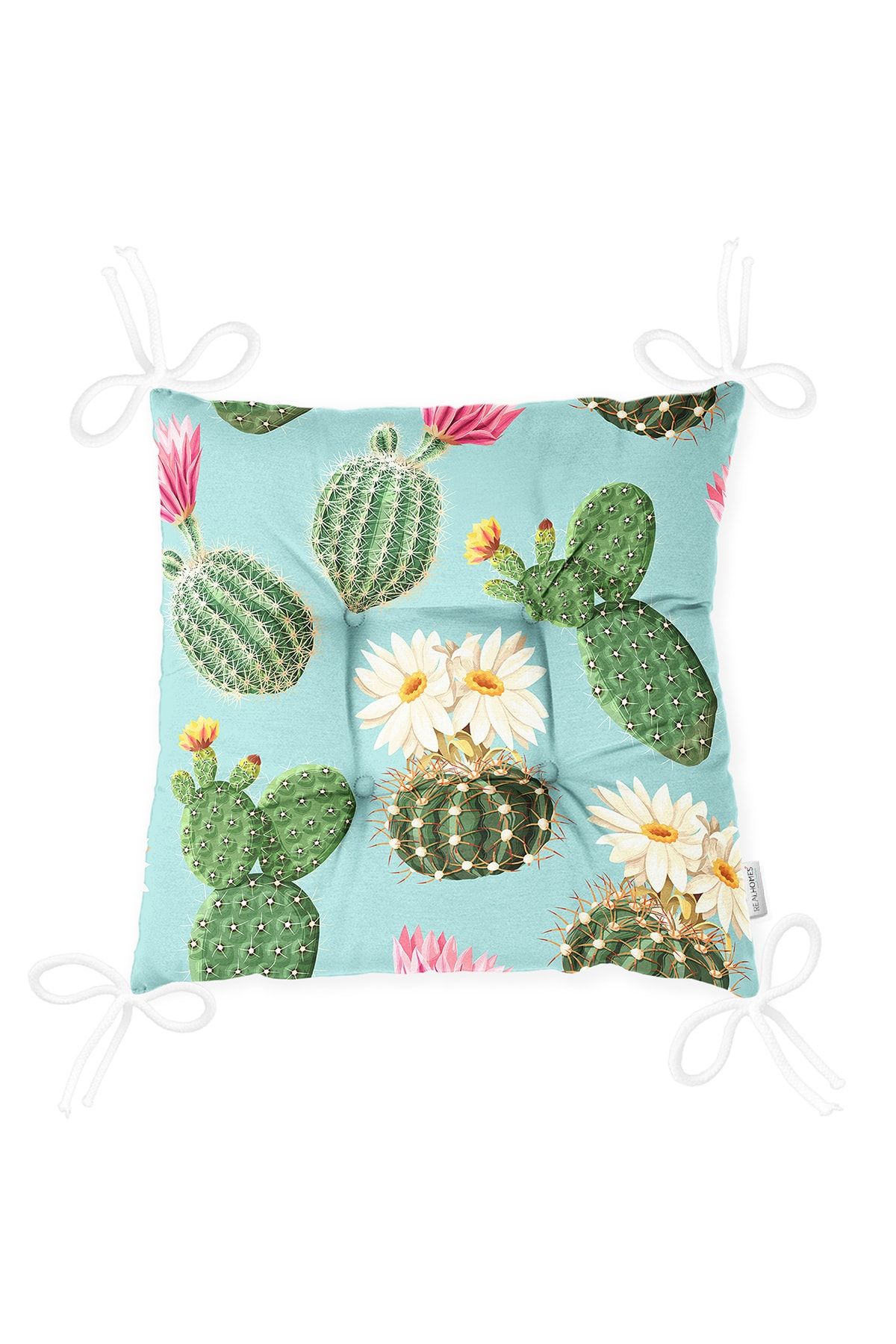 Realhomes-Digital Printed Modern Fluffy Chair Cushion with Cactus Pattern on Colorful Floor 3